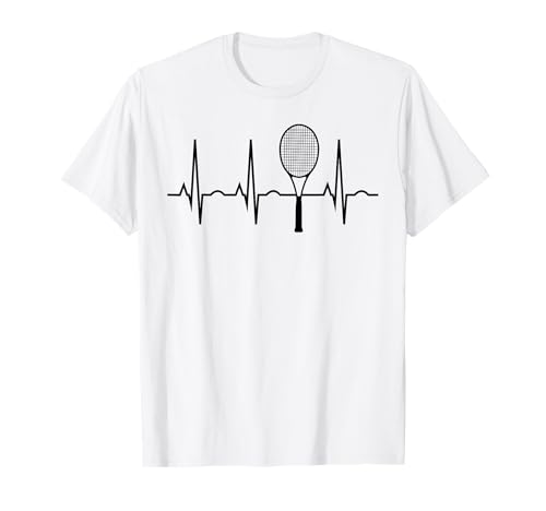 Ideas de regalos para el entrenador de tenis Camiseta de tenis Raqueta de tenis Latido del corazón del tenista Regalo de Camiseta de tirantes Manga corta Blanca Talla S Hombre