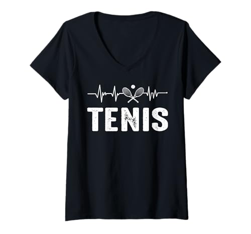Mujer Tenis Entrenador Tenista Jugador De Tenis Latido del corazón Camiseta Cuello V