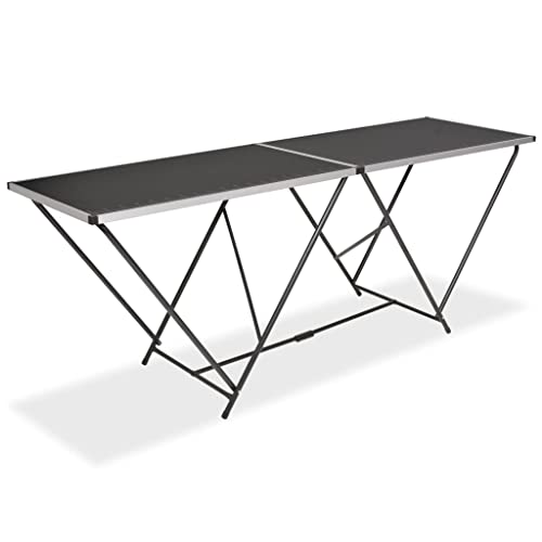 SKM Mesa plegable de madera MDF y aluminio 200 × 60 × 78 cm, peso: 8,95 kg, 142920