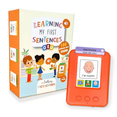 Tarjetas Parlantes Inglés con Pictogramas | Tarjetas Flash Parlantes | Estimulación del Lenguaje y Apoyo para Aprendizaje del Idioma | Learning my First Sentences - Editorial GEU (Inglés)