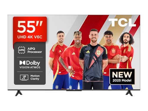 TCL 55V6C, 55'' 4K UHD Smart TV, Direct LED Powered by Google TV (Dolby Audio, Motion Clarity, Compatible with Google Assistant & Alexa)