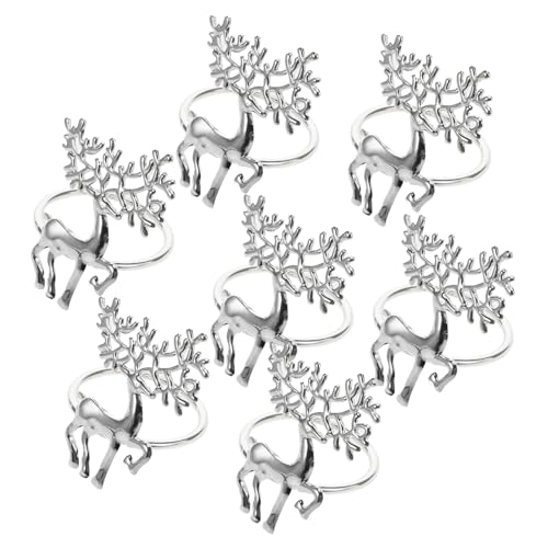 TOYZFRIENDY 15 Piezas Servilleteros Navidad con Diseño de Reno Plata Hebillas para Servilletas Decorativas para Boda y Regalo Navideño