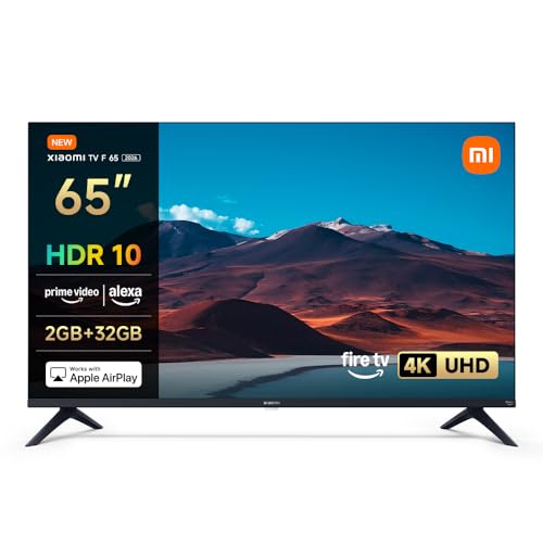 XIAOMI TV F 65, 65 Pulgadas (165 cm), 4K UHD, Smart TV, Fire TV, Control por Voz Alexa, HDR10, MEMC, Modo Game Boost 120Hz,2GB+32GB, Compatible con Apple AirPlay, 2025