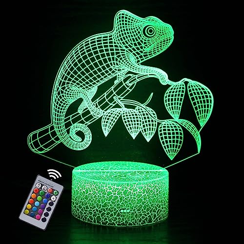 INTUPGD Lámpara de ilusión 3D, Camaleón lámpara de noche con ilusión óptica de 16 colores que cambia con control remoto para niños niñas niños