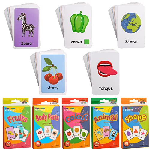 Mis primeras Palabras, 180 Tarjetas Montessori Educativas Ingles, Flashcards Tarjetas Cognitivas Bebe, Tarjetas Didácticas Juguetes Bebes - Animales, Frutas, Formas, Colores, Parte del Cuerpo